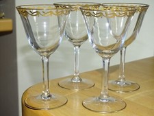 4 ANCIENS VERRES APERITIF CRISTAL DORURE PEINT A LA MAIN STYLE ST LOUIS 12,5 cm