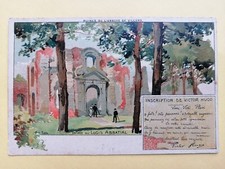 cpa Illustration Louis TITZ Ruine de l'ABBAYE de VILLERS Graffiti de Victor HUGO