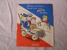 WW2 US CARTE DE VOEUX D'ANNIVERSAIRE AMÉRICAINE COMIQUE PERSONNALISÉE 1944 MELUN