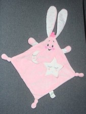 doudou plat lapin rose lune