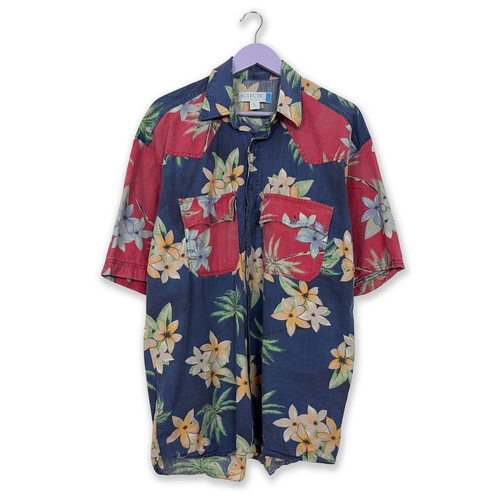 Chemise vintage bleue rouge - vintage,