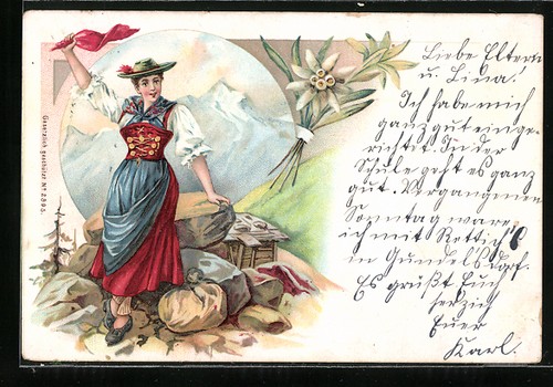 Lithographie femme agitant - femme, en