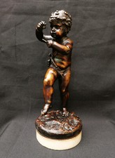 Claude Michel Clodion putto sculpture statuette bronze enfant musicien triangle