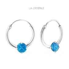 Boucles d’Oreilles - Femme - Créoles - Cristal - Swarovski - Argent 925 - Massif
