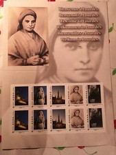 PLAQUETTE DE 10 TIMBRE SOUVENIR DE LOURDE LETTRE MONDE 20 G NEUF