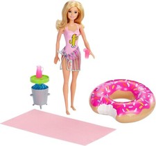poupee barbie neuve la journee piscine avec bouee je groupe