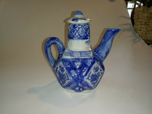 Blue and white asian teapot - and,