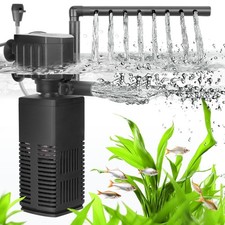 Filtre Aquarium, 4 en 1 Puissant Pompe Aquarium Silencieuse avec Triple Filtr...