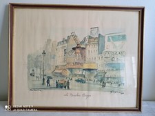 Fernand Guignier   Montmartre Moulin Rouge  reproduction aquarelle datée 1951  