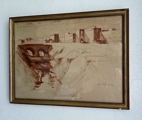 Tableau sanguine orientaliste - sanguine,
