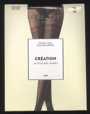  NEUF LE BOURGET COLLANT CREATION 20/50D NOIR T3 MAT Trompe oeil couture arrière