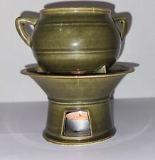 Bougeoir pour bougies à chauffe-plat en céramique vert vintage