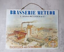- ANCIENNE BELLE PLAQUE Lithographiée HAAG METZGER Brasserie METEOR HOCHFELDEN -