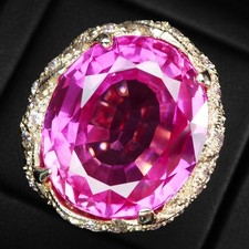 Bagues en argent sterling 925 et or rose scintillantes tourmaline rose...