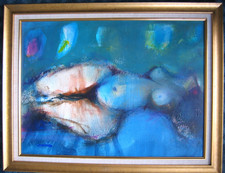 " Nu Couché " Grande peinture de Jordi BONAS (1937-2017)