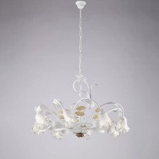 Lustre Classique En Fer Forgé Blanc Shabby Chic 8 Lumières BON-557