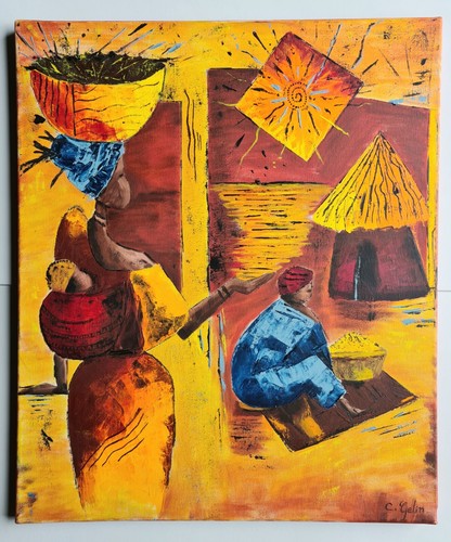 Tableau huile sur toile - , scène