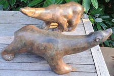 INTROUVABLE À CE TARIF DEUX SUBLIMES OURS BRONZE ANIMALIER PIERRE CHENET 50 CMS 