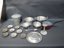 Ancien lot de dinette poupée gamelles passoire en tole jouet ancien old toy