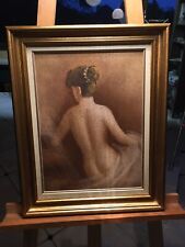 Nu De Dos Par Le Peintre Américain E.Barton. 30x40cm