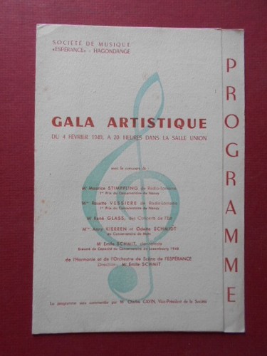 Programme 1949 gala hagondange - programme,