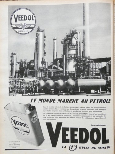 Publicité 1956 huiles veedol - huiles,