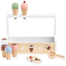 Marchand de Glace, Marchande Enfant, Stand vendeur en Bois,6 boules & Spatule