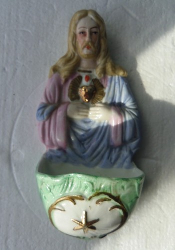 Ancien bénitier porcelaine - ancien,