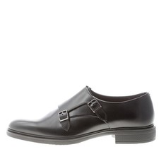SANTONI chaussures homme black fine polished leather double monk strap