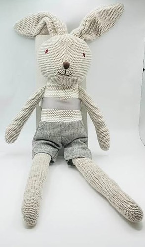 Doudou lapin tricoté gris - doudou,