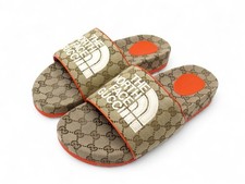 NEUF CHAUSSURES GUCCI X THE NORTH FACE 679947 CLAQUETTES TOILE GG 11 45 NEW 810€