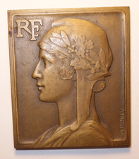 Grande plaque / Médaille, République Française, Marianne par A Morlon, vers 1930