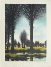 DEPERTHES Jacques - Grande Lithographie signée - golf Les maisons 1990