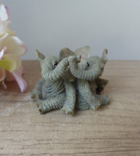 Sculpture  couple éléphant gris, figurine animal Feng Shui Bonne Chance Amour