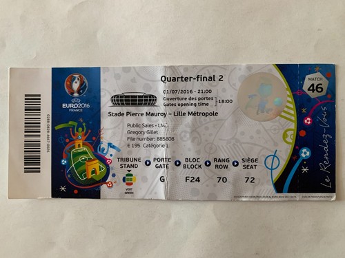 Ticket match uefa euro - uefa, 2016