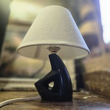Magnifique Pied De Lampe Noir Signée TIC /Mid-century Modern Années 50 Ceramique