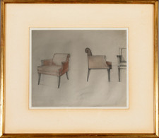 DESSIN DE MOBILIER DE DECORATEUR DES ANNEES 1930 DLG DE JULES LELEU (30)