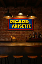Grande plaque publicitaire Ricard Anisette – Tôle sérigraphiée vintage