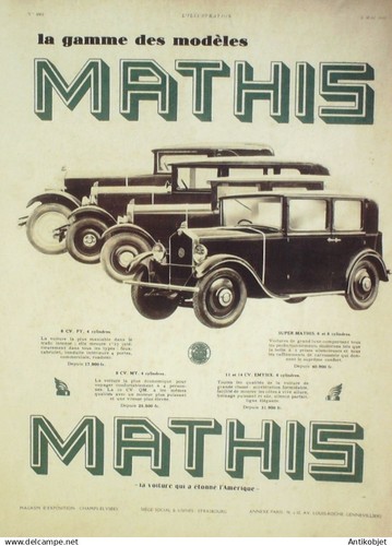 Publicite auto mathis 1931 - publicite,
