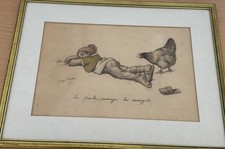 Cadre Georges Redon « La Poule Mange Les Escargots »