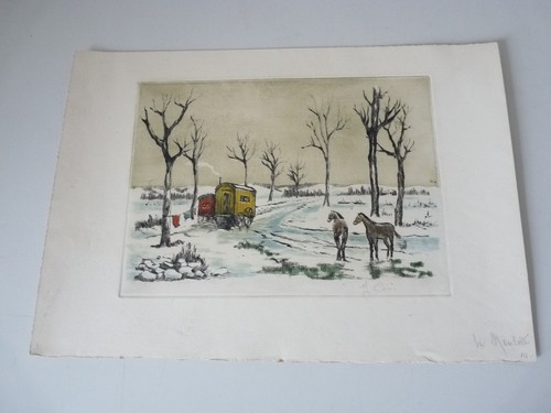 Gravure originale chevaux - originale, en