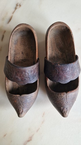 Paire sabot bois - cuir, enfant