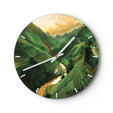 Horloge murale en verre 30x30cm Silencieuse Flap Riz Vietnam Wall Clock