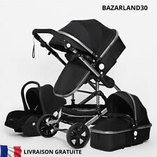 Poussette 3 en 1 Bébé Combinée Siège-Auto Nacelle Trio Réversible . Noir