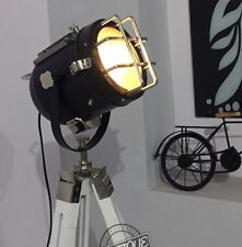 Lampe Sur Pied Vintage Argent Et Noir - Designer Contemporain Trépied Blanc