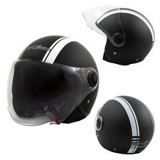 Casque Moto Jet Noir Mat Blanc