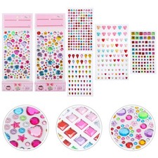  Autocollants de gemmes adhésives en acrylique, 6 feuilles de pierres précieuses