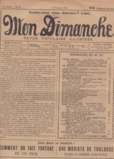 COLLECTION VIEUX JOURNAL 1909 MON DIMANCHE REVUE POPULAIRE ILLUSTREE