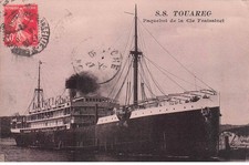 BATEAUX  PAQUEBOT    " S.S TOUAREG "   Cie Fraissinet
