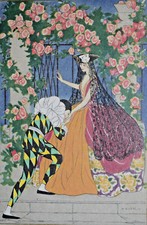 ART NOUVEAU Pierrot Columbine GOBBI Carte Postale Majestic 2474 Postcard CPA 